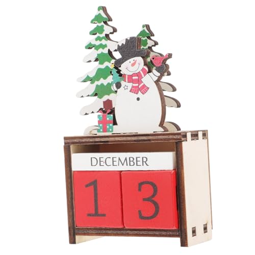 MAGICLULU Weihnachtskalender Aus Holz Weihnachtsabziehbilder Schnee Weihnachtliche Tischdekoration Heimkalender Weihnachts-countdown-kalender Aus Holz Hölzern Colorful von MAGICLULU