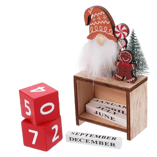 MAGICLULU Weihnachtskalender Ornamente Adventskalender Weihnachtsmann Dekoration Adventskalender Für Tisch Weihnachtsdeko Weihnachtsmann Weihnachtsdeko Tischkalender Holz von MAGICLULU