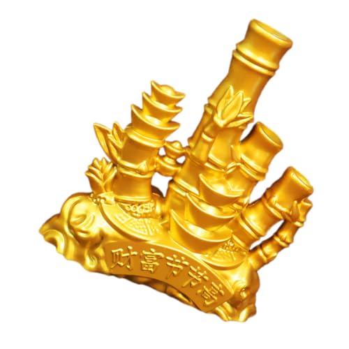 MAGICLULU Yuan Bao Festival Bambusornamente Bambusstatuen Dekofiguren Aus Bambus Büro-bambusstatue Tafelaufsätze Für Große Tische Kleine Bambusstatue Retro-bambusmodell Golden Zinklegierung von MAGICLULU