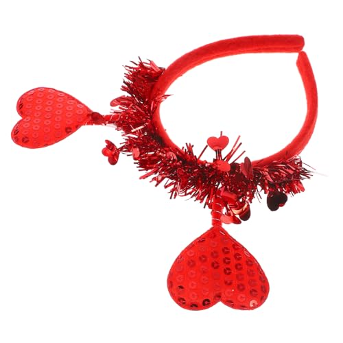 MAGICLULU valentinstag stirnband Valentinsgrüße Ornament Perlen Urlaub Braut- valentinstag party kopfschmuck Valentinstag Haarband Kopfbedeckungen in Herzform Herzkrone Flanell rot von MAGICLULU