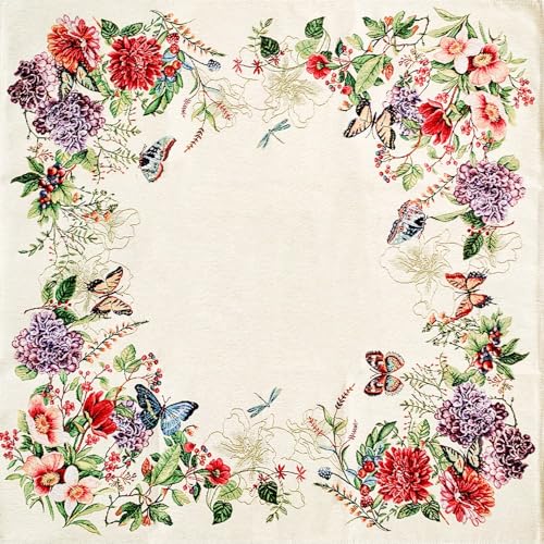 MAGIE DI CASA Tischdecken aus Gobeline, Jacquard-Verarbeitung, hergestellt in Italien (BUTTERFLY, 4 Personen, 140 x 140 cm) von MAGIE DI CASA