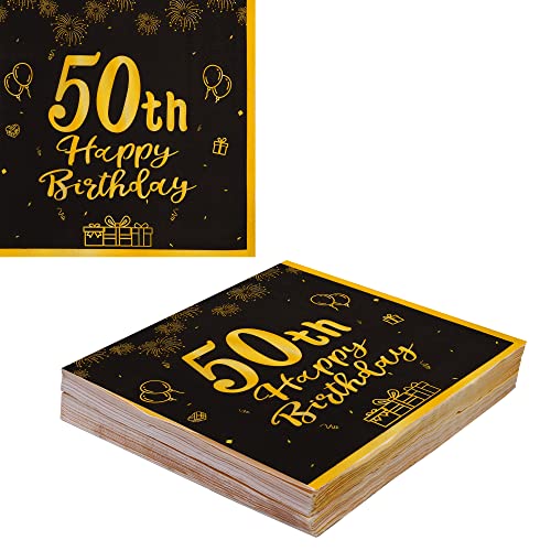 MAGLAUG Servietten 50 Geburtstag Mann Frau, Schwarz Gold Servietten Geburtstag Deko 50. Geburtstag Männer Frauen Deko Geburtstag Geburtstagsdeko Man Servietten Geburtstag 40Stück (50. geburtstag) von MAGLAUG