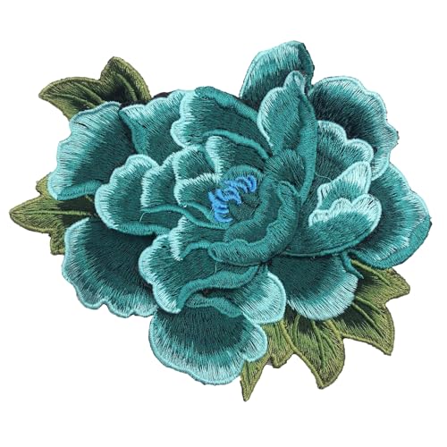 1 x farbige Stickerei-Aufnäher, Applikation, DIY-Zubehör, bestickter Aufnäher zum Aufbügeln oder Aufnähen für Jacken, Kleidung, Kleider, Jeans, Hut, Rucksäcke, Kleidung (blaue Blume) von MAGNEECH