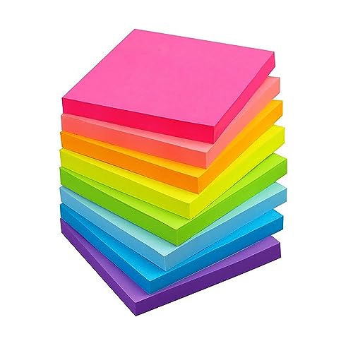 76x76 mm Haftnotizen Set, Klebezettel in 8 Farben, Neon- und Pastelltöne, 82 Blatt/Block,8 Blöcke/Packung, geeignet für Meetings, Büro, Schule und Zuhause von MAGOSIS