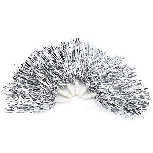 MAGT Cheerleader Pompons, 6 Stück Cheerleading Pom Poms Sport Party Dance Kostüm Zubehör Set Ball Dance Fancy Party(Silber) von MAGT