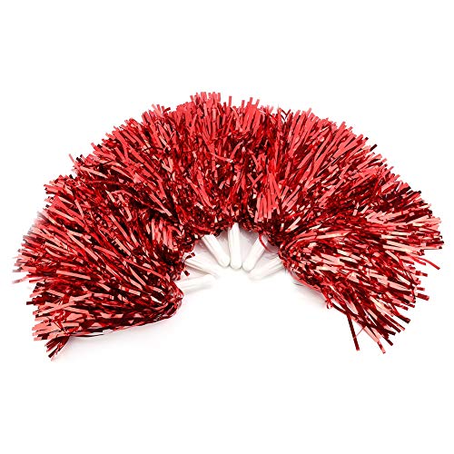 MAGT Cheerleader Pompons, 6 Stück Cheerleading Pom Poms Trupp Jubel Sports Party Dance Kostüm Zubehör (Rot) von MAGT