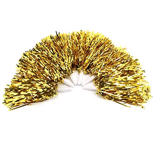 MAGT Cheerleading Poms, 7 Farben 6 Stück Cheerleader Pompons Party Dance Kostüm Zubehör Set Ball Dance Fancy Party(Gold) von MAGT