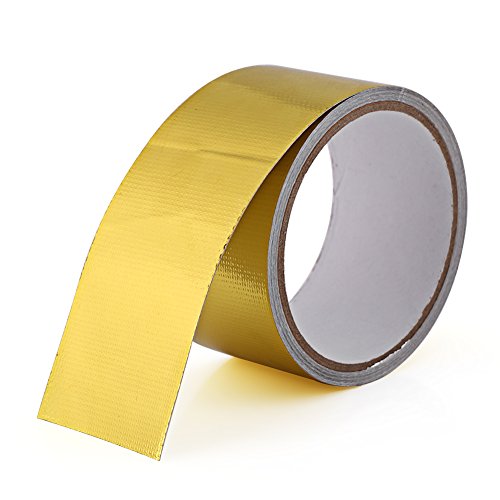 MAGT Hitzeschutzband, Aluminiumfolie Klebeband Auto Reflektierendes Hitzeschild Wickelband Wasserdichte Hitzebeständiges Goldband 5m x 50mm von MAGT