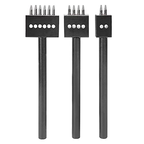 MAGT Leder Stanzwerkzeug, 3 Stück Prong Meißel Schwarz Werkzeug Stahl Leder Locher DIY Handgemachtes Leder Puncher Werkzeug(5MM) von MAGT