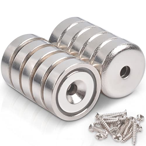 MAGXCENE 10 Stück Neodym Magnete Extra Stark 6 KG Kraft 16 x 5 mm mit Loch und Kapsel, Senkkopf-Topfmagnet mit Schrauben Starke Magnete für Küchen Kühlschrank, Badezimmer, Büros, Lager von MAGXCENE