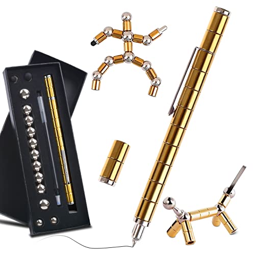 MAGXCENE Magnetic Fidget Pen, Magnetischer Kugelschreiber, Magnet Stift Magnetisch, Multifunktions Magnetstift, Stressabbau Druckkugelschreiber Bestes Geschenk für Freunde(Gold) von MAGXCENE