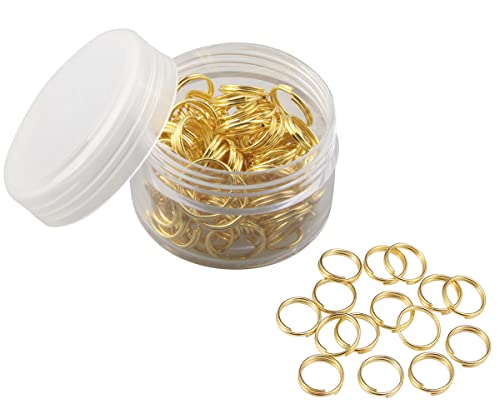 MAHAVIMOKSA 1 Box Spaltringe mit Doppelschlaufen, Verbindungsstück, Mini-Schlüsselanhänger für DIY-Schmuckherstellung, Halsketten, Armbänder, Ohrringe, Kunsthandwerk (10 mm, Gold) von MAHAVIMOKSA