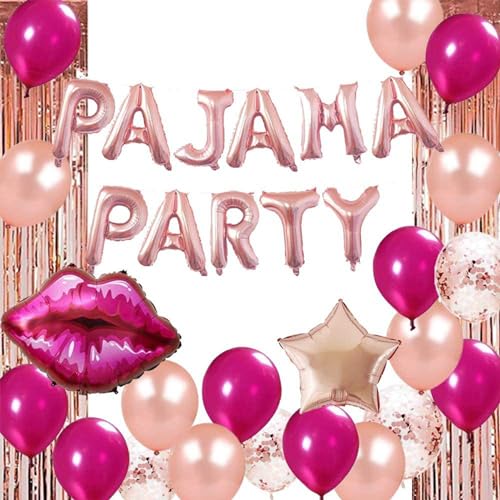 MAIGO Partyzubehör für Mädchen, Pyjama, Ballon, Regenvorhang, Übernachtungszubehör, Partyzubehör für Mädchen, Verwöhn-Partyzubehör für Mädchen, 32 Stück von MAIGO