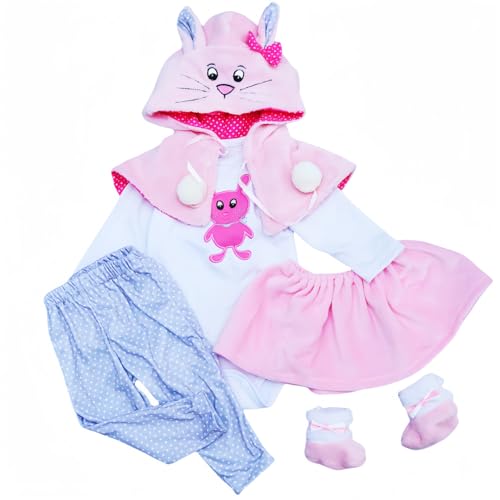 Baby Puppen Kleidung Hase Outfit Passend für 35–45 cm Neugeborene Babypuppe, Reborn Babypuppen Kleidung Zubehör für 14-18 Zoll Puppen, Babykleidung mit Schuhen 5 Stück von MAIHAO