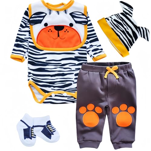 Baby Puppen Kleidung Welpen Outfit für 43-55 cm Neugeborene Babypuppe, Reborn Babypuppen Kleidung Zubehör passend für 17-22 Zoll Reborn Puppen Babykleidung mit Lätzchen von MAIHAO