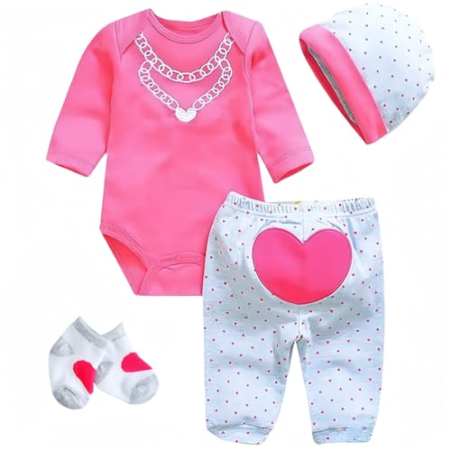 Reborn Baby Puppen Kleidung Mädchen 4 Stück Sets Outfit Passt 17-22 Zoll Reborn Puppe Neugeborenes Baby Mädchen Kleidung von MAIHAO