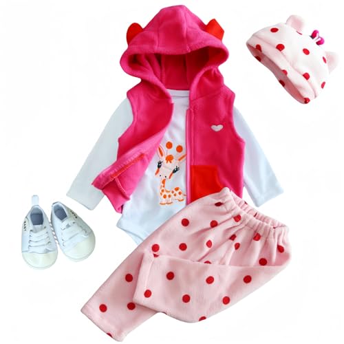 Reborn Baby Puppenkleidung Giraffen Outfit für 43-55 cm Neugeborenes Baby Puppe, Baby Bekleidung Zubehör passen 17-22 Zoll Reborn Puppen Mädchen&Junge Baby Kleidung mit Schuhen von MAIHAO