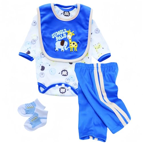 Reborn Babypuppen Kleidung Tierprint Outfit Passend für 43-55 cm Reborn Puppen Mädchen & Jungen Babykleidung Zubehör Set Zoos Motive Blau von MAIHAO