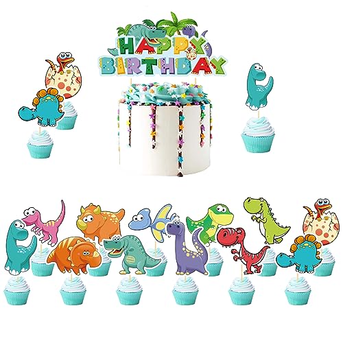 26 Stück Dinosaurier Cupcake Topper Tier Cupcake Topper Picks Kuchendekoration für Baby Shower Hochzeit Geburtstag Event Party Tiere Thema Party Dekoration Versorgung von MAIREULB