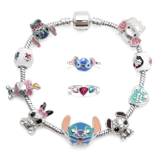 MAIROX Cartoon Schmuck Set, 1 PC Charm Armband Kinder und 2 PCS Anime Ring, Cartoon Armband, Bettelarmband Mädchen, Ringe Einstellbar, Schmuck Set Damen, Geburtstagsgeschenke für Mädchen und Damen von MAIROX