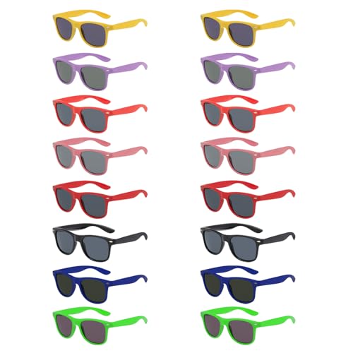 MAISITOO Sonnenbrille Kinder, 16PCS Sonnenbrillen Set, ideal für Neon Jungen Mädchen Kinder & Erwachsene, Autofahren, Outdoor, Pool, Neon Partys, Kinder Sonnenbrillen, Sonnenbrille Party, Strand von MAISITOO