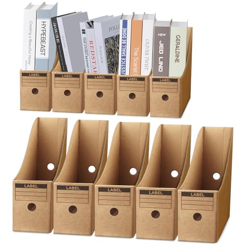 MAJOYLIFE 10 Stück Zeitschriftensammler aus Kraftpapier,Stehsammler Pappe,A4-Zeitschriften-Sammler,Faltbare Dokumentenspeicher Boxen für Haus,Büro,Schule von MAJOYLIFE