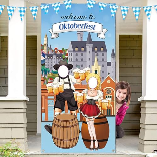 Oktoberfest Dekoration, Bayrische Fotowand, Festzelt-Deko,Oktoberfest Foto Requisit Banner, Oktoberfest Hintergrund Dekoration Tür Oktoberfest Bayerisch Dekoration Party (180 x 90 cm) von MAJSHDIO