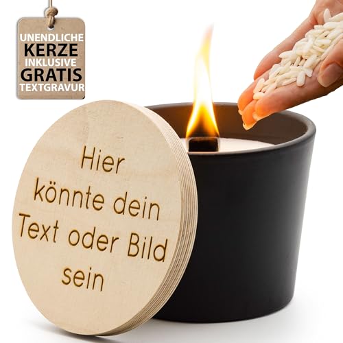 MAJVI Wachsfresser mit personalisierter Gravur: Umweltfreundlicher Wachsfresser in Schwarz – Durchmesser 12cm | nachhaltiges Recycling von Kerzenwachs | Outdoor Tischfeuer | Topffackel von MAJVI