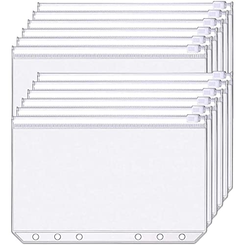 MAKIVI 34 PCS Binder A6 GrößE 6 LöCher ReißVerschluss Binder Tasche Ordner Durchsichtige Wasserdichte PVC Loseblattbeutel für 6 RingbüCher von MAKIVI