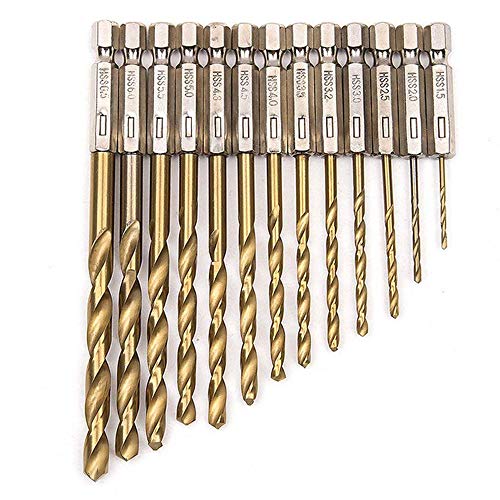 Malayas 13 Stück Spiralbohrer Set,1/10,2 cm HSS Spiralbohrer Metall 1,5mm-6,5mm Sechskant Bohrer Schraube Werkzeuge Bohrer Stahlbohrer Holz Kunststoff Aluminium Kupfer Stahl von MALAYAS