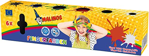 Malinos 300012 Fingerfarben, je, Kleinkinder, Made in EU, ungiftig, 25 ml (6er Pack) von MALINOS