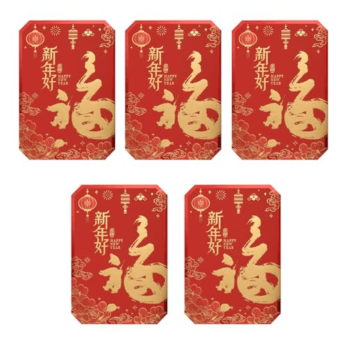 5 Stück Chinesische Neujahrsgrußkarten mit Umschlägen 2025 Jahr der Schlange Geschenkkarte für Kinder, Familie, Freunde, Mondneujahr Grußkarten 5 Stück Chinesische Neujahrsgrußkarten mit Umschlägen 2025 Jahr der Schlange Geschenkkarte für Kinder, Familie, Freunde, Mondneujahr Grußkarten von MALSSE
