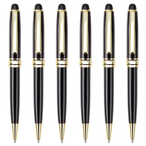 MALSSE 6 x Kugelschreiber, Metallstift, glatt, Journaling-Stift, schwarzer Schreibstift, Schreibwarenbedarf für Studenten MALSSE 6 x Kugelschreiber, Metallstift, glatt, Journaling-Stift, schwarzer Schreibstift, Schreibwarenbedarf für Studenten von MALSSE
