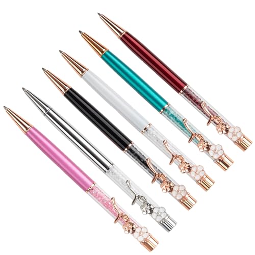 MALSSE Kristall-Kugelschreiber mit Blumen-Clip, Kristall-Signierstift, Drehbewegung, 1,0 mm Spitze, reibungsloses Schreiben für Frauen und Mädchen, 6 Stück MALSSE Kristall-Kugelschreiber mit Blumen-Clip, Kristall-Signierstift, Drehbewegung, 1,0 mm Spitze, reibungsloses Schreiben für Frauen und Mädchen, 6 Stück von MALSSE