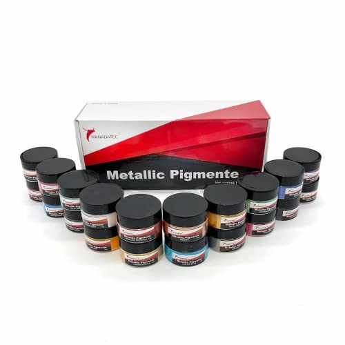 MANADATEC Metallic Pigmente für Epoxidharze 20 Farben x 10g von MANADATEC