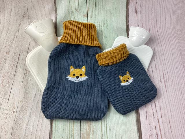 Kinderwärmflasche, Wärmflasche, Miniwärmflasche, Wärmflaschenbezug, Fuchs von MANAStrickdesign