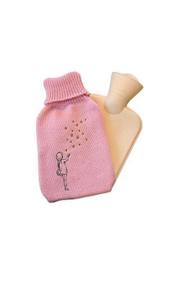 Wärmflasche, Kinderwärmflasche, Wärmflaschenbezug, Sterntaler Rosa, Weiß, Pink von MANAStrickdesign