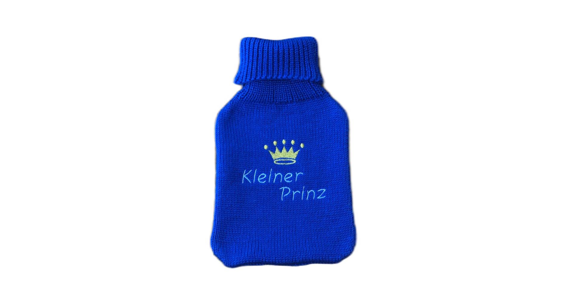 Wärmflasche, Kinderwärmflasche Kleiner Prinz, Wärmflaschenbezug, Babywärmflasche, Stickerei Krone, Goldkrone, Pesonalisierbar von MANAStrickdesign