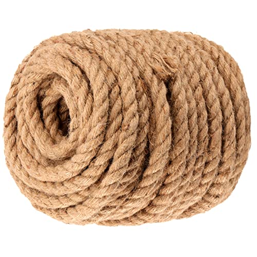 MANCHAP Juteseil 20 m x 12 mm, natürliches Juteseil, 4-Strängiges Gedrehtes Juteseil, Geflochtenes Hanfseil, Dicke Jute-Schnur für Basteln, Bündeln, Gartendekoration von MANCHAP