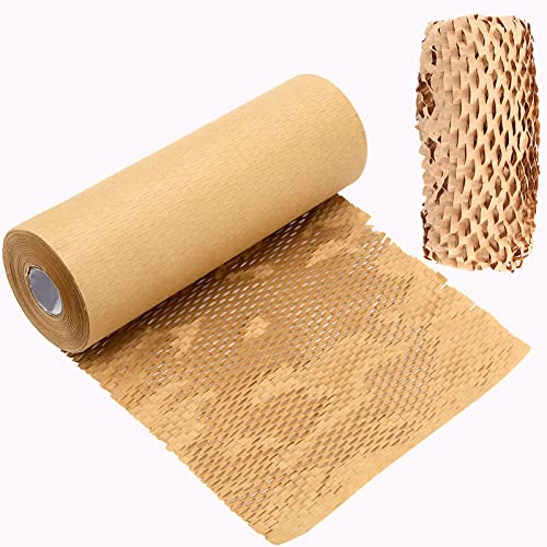 MANCHAP 30cm x 50m Waben Packpapier, Wabenpapier Verpackungspapier, Braun Kraftpapier Verpackungsrolle für Verpackung, Umzug, Geschenkverpackung von MANCHAP