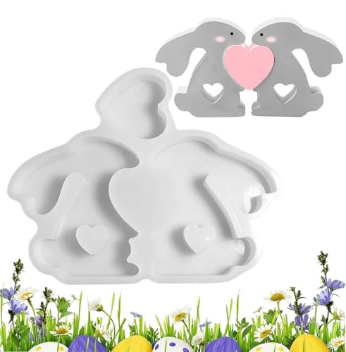 Gießformen Silikon Ostern, Silikonform Hase, Silikonform Frühling Osterhase Liebe Kuscheln DIY Silikon Gießform für Bastelarbeiten Basteln Osterdeko, Gips, Kerzen (A) von MANGLI