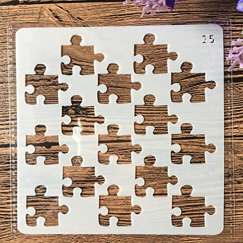 13 cm Puzzle-Schablonen zum Malen auf Holz, Leinwand, Papier, Boden, lasergeschnittene Malschablone für Heimdekoration, Bastelprojekte von MANGOUSONG