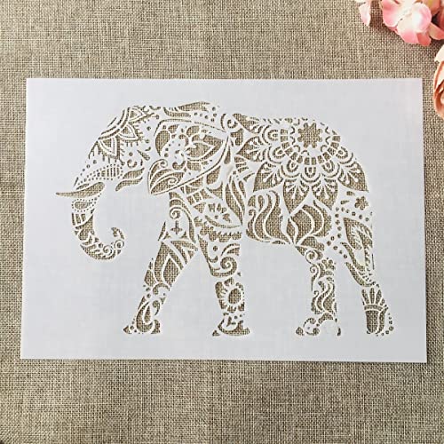 A4 29 x 21 cm Mandala Walking Elephant Wiederverwendbare Malschablonen Love Home Vorlage zum Malen auf Holz, Veranda, Haustür, Wand Wohnkultur von MANGOUSONG