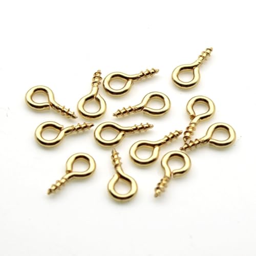 Charms für Armbänder, 100 Stück Edelstahl Schraube Augennadeln für Schmuckherstellung, Perlenperlen, Gewindehaken, Anhänger, Schnallen Befunde, 1 x 0,4 x 0,13 cm, Gold von MANGOUSONG