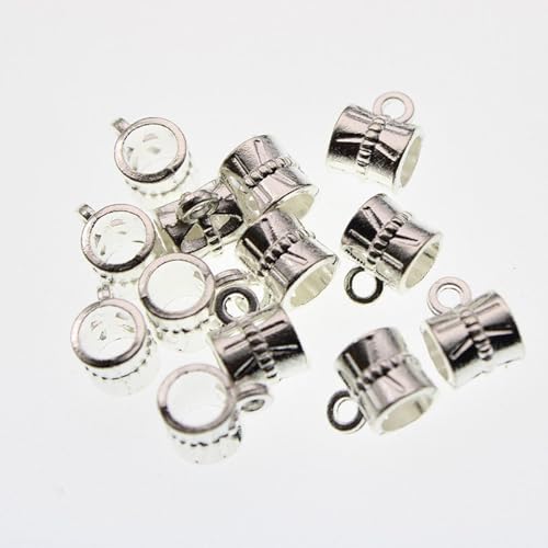 Charms für Armbänder, 30 Stück, 1 x ,7 x 0,7 cm, für Halskettenanhänger, Quetsch-Clips, Abstandshalter-Perlen für Schmuckherstellung, Charm-Armband, Verbindungsstücke, Silber von MANGOUSONG