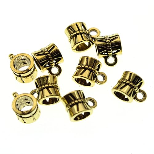 Charms für Armbänder, 30 Stück 1x.7x0.7cm Halskette Anhänger Quetschen Clips Bails, Spacer Perlen für Schmuck Machen Charm Armband Stecker Erkenntnisse Antik Gold von MANGOUSONG