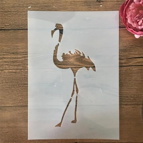 Schablonen zum Basteln, A4, 29 cm, einzelne Flamingo-Schablonen zum Malen auf Holz, Schablonen für Steinmalerei, wiederverwendbare Malschablonen, Wandmalschablonen von MANGOUSONG