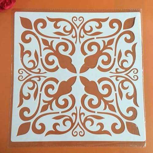 Schablonen zum Malen auf Holz, 30 x 30 cm, Retro-Blumenblatt, geometrische wiederverwendbare Schablonen für DIY, Malerei, Kunst, Scrapbooking, Wand, Fliesen, Möbel, Leinwand, für drinnen und draußen, von MANGOUSONG