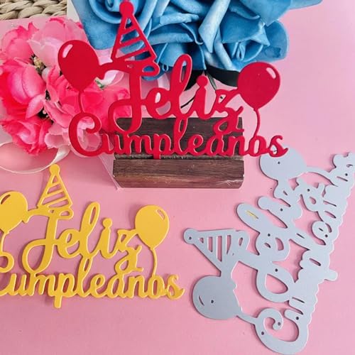 Stanzschablonen, 10 x 7,1 cm, spanische "Happy Birthdays"-Dekoration, Metall-Stanzformen, Scrapbooking, Papierkarten, Prägung, Handwerk von MANGOUSONG