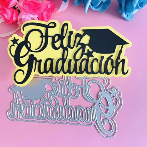 Stanzschablonen, 14 x 7,8 cm, spanisches Wort "Happy Graduacion", Metall, Stanzformen, Scrapbooking, Papierkarten, Prägung, Handwerk von MANGOUSONG